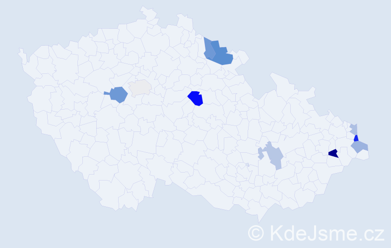 Příjmení: 'Góra', počet výskytů 16 v celé ČR