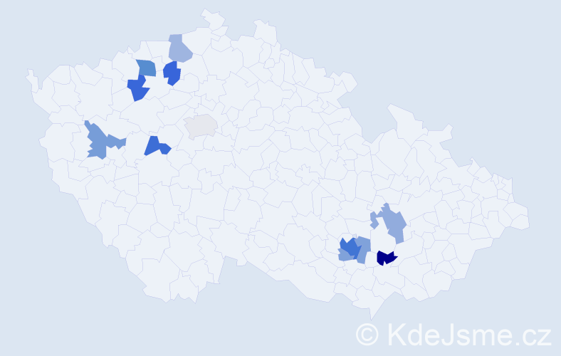 Příjmení: 'Bretfeldová', počet výskytů 19 v celé ČR