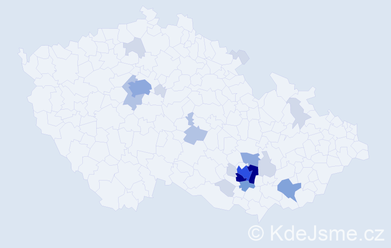 Příjmení: 'Pehal', počet výskytů 52 v celé ČR
