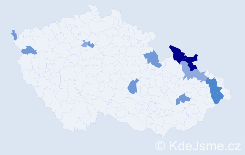 Příjmení: 'Sopčák', počet výskytů 38 v celé ČR