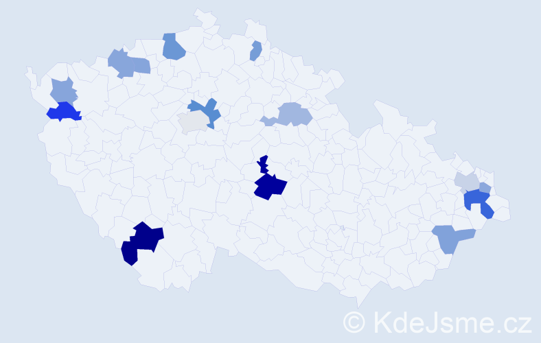 Příjmení: 'Barcziová', počet výskytů 22 v celé ČR