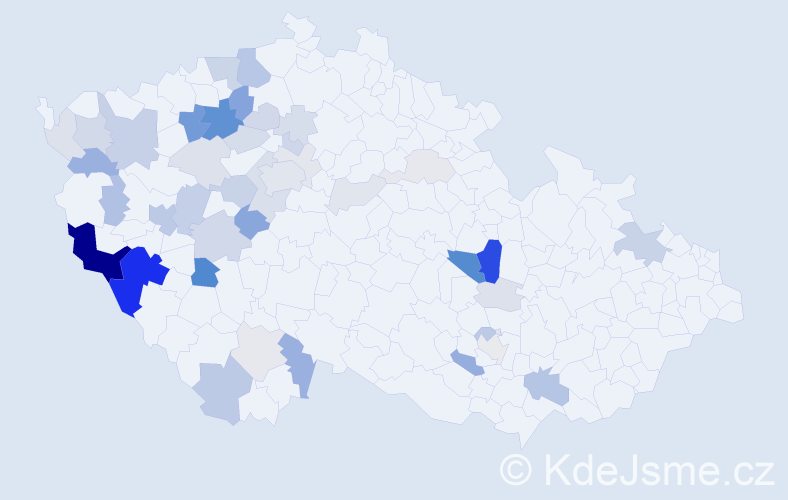 Příjmení: 'Kresl', počet výskytů 132 v celé ČR