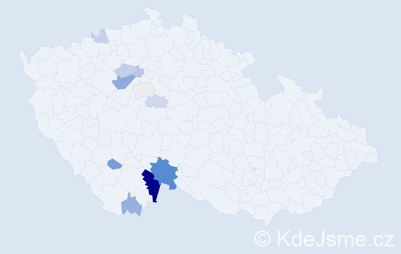 Příjmení: 'Uraj', počet výskytů 26 v celé ČR