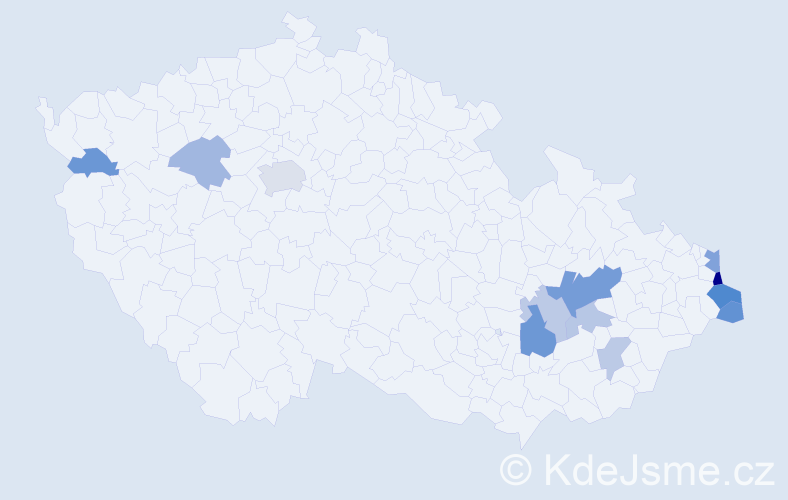 Příjmení: 'Stenchláková', počet výskytů 23 v celé ČR