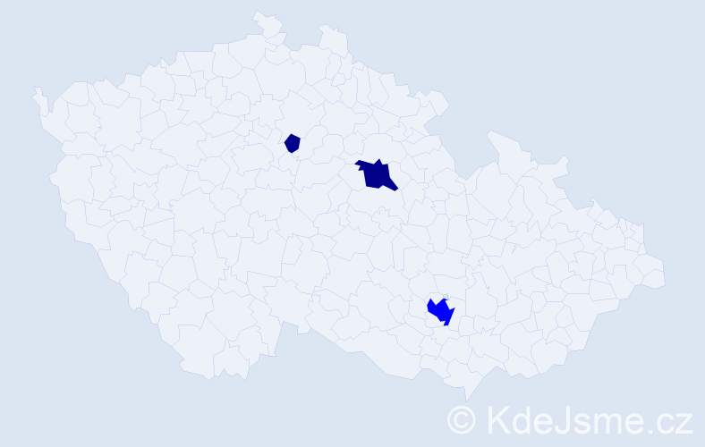 Příjmení: 'Kicsera', počet výskytů 5 v celé ČR