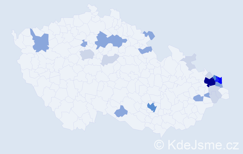 Příjmení: 'Mžik', počet výskytů 84 v celé ČR