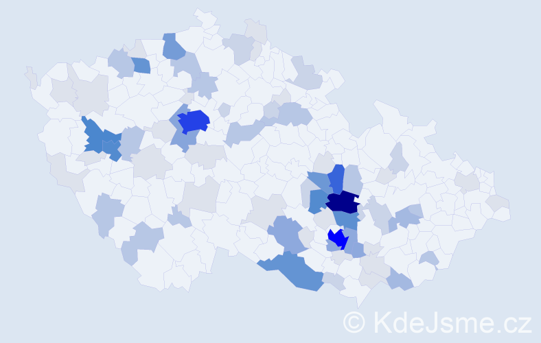 Příjmení: 'Kudová', počet výskytů 269 v celé ČR
