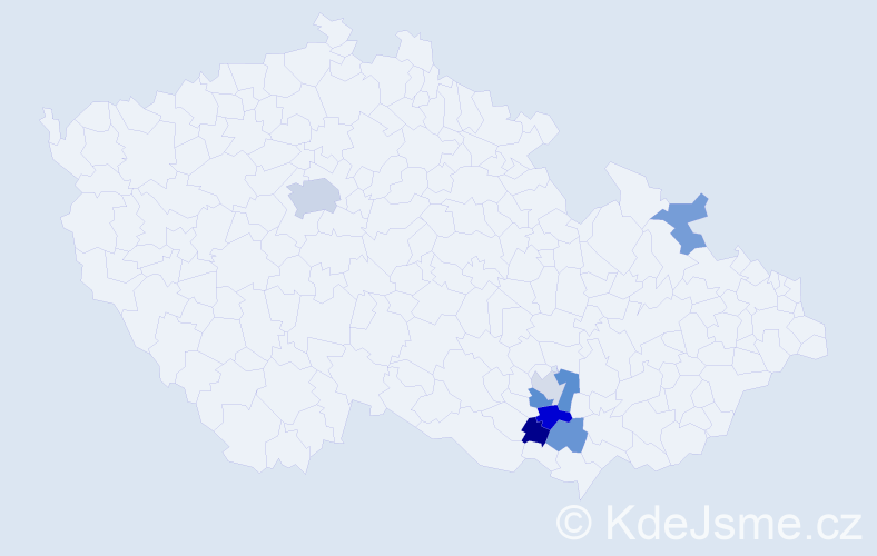 Příjmení: 'Zetel', počet výskytů 12 v celé ČR