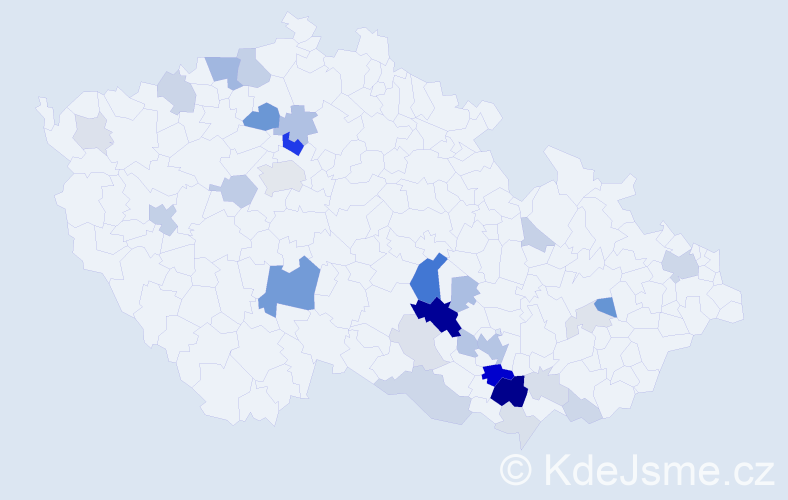 Příjmení: 'Klobása', počet výskytů 112 v celé ČR