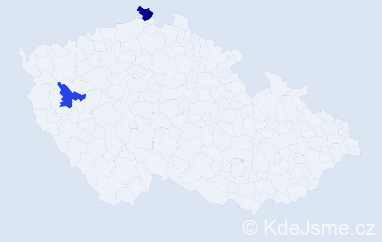 Příjmení: 'Sacková', počet výskytů 2 v celé ČR