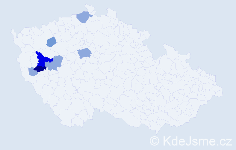 Příjmení: 'Multrusová', počet výskytů 18 v celé ČR
