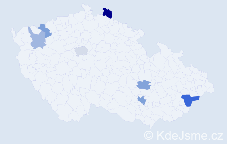 Příjmení: 'Samotná', počet výskytů 16 v celé ČR