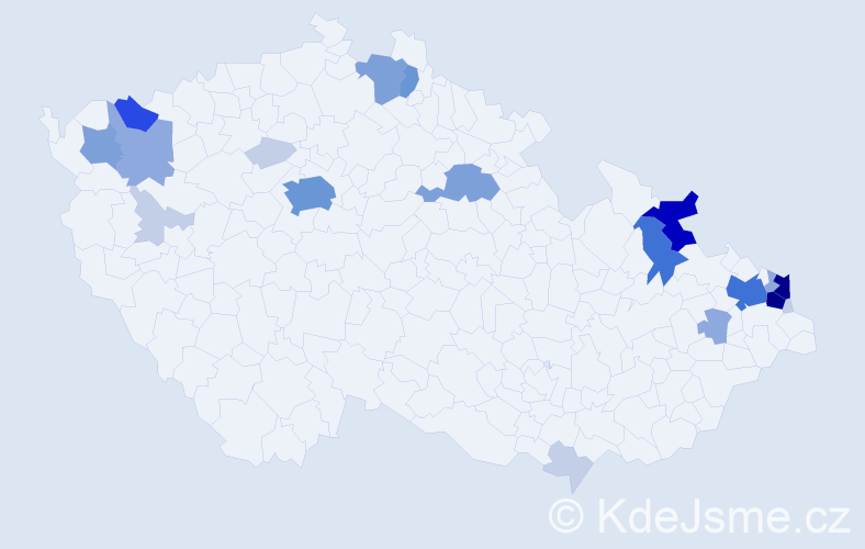 Příjmení: 'Balická', počet výskytů 78 v celé ČR