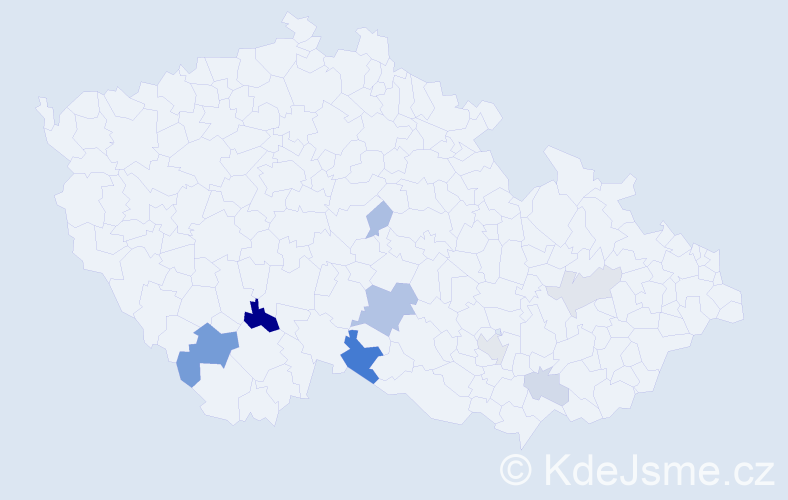 Příjmení: 'Pitzmos', počet výskytů 18 v celé ČR