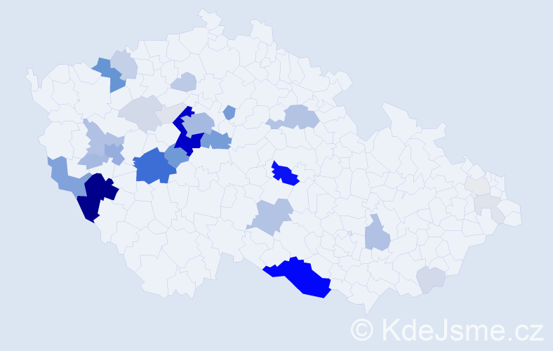 Příjmení: 'Kotáb', počet výskytů 147 v celé ČR