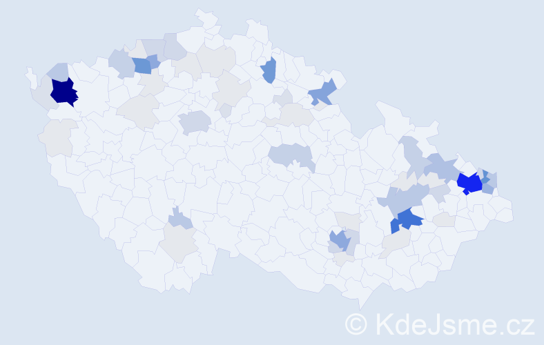 Příjmení: 'Klempár', počet výskytů 268 v celé ČR