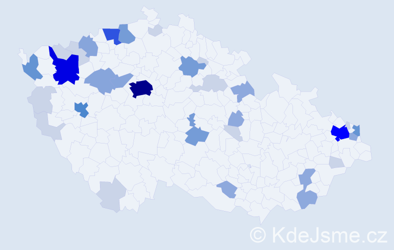 Příjmení: 'Šuleková', počet výskytů 102 v celé ČR