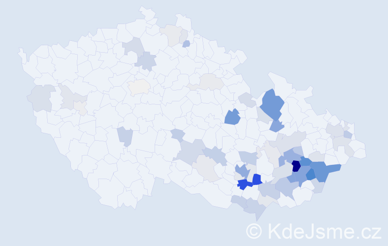 Příjmení: 'Kundera', počet výskytů 189 v celé ČR