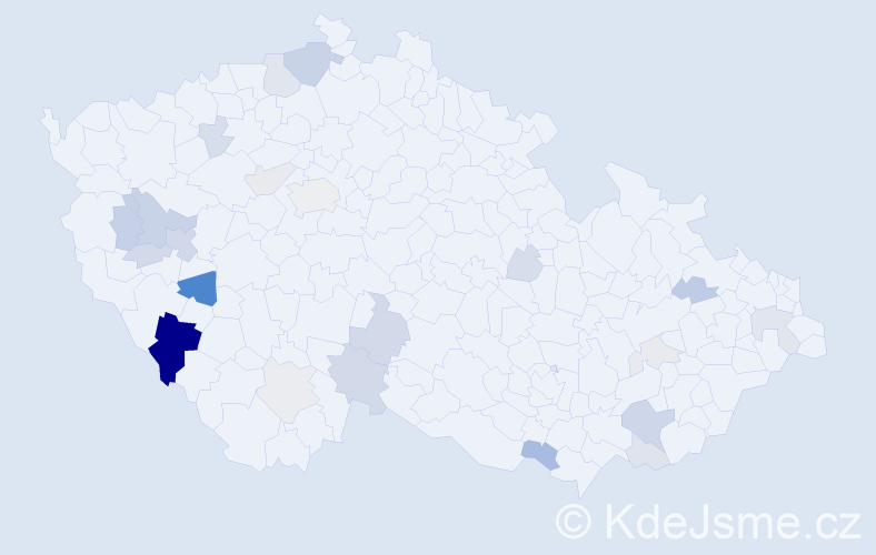 Příjmení: 'Klůsová', počet výskytů 60 v celé ČR