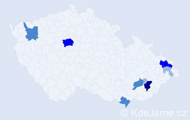 Příjmení: 'Rerko', počet výskytů 21 v celé ČR