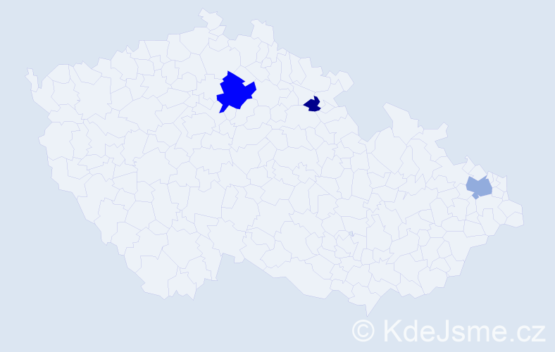 Příjmení: 'Kaczmarková', počet výskytů 13 v celé ČR