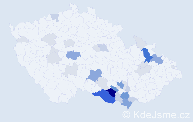 Příjmení: 'Čeperová', počet výskytů 119 v celé ČR
