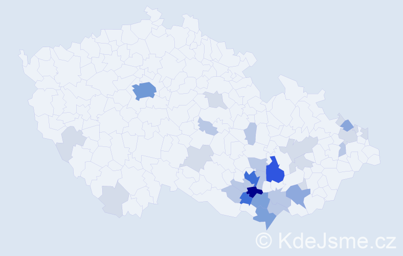 Příjmení: 'Klouparová', počet výskytů 101 v celé ČR