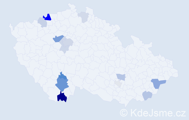 Příjmení: 'Berec', počet výskytů 34 v celé ČR