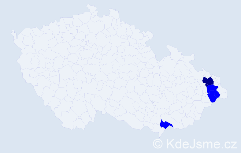 Příjmení: 'Potěrová', počet výskytů 5 v celé ČR