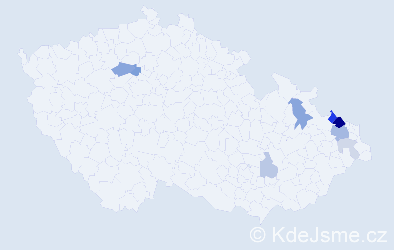 Příjmení: 'Bedrunka', počet výskytů 43 v celé ČR