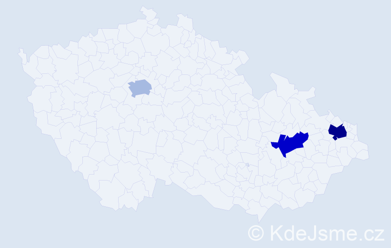 Příjmení: 'Carić', počet výskytů 4 v celé ČR