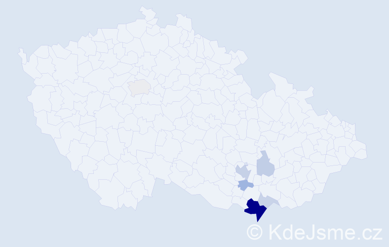 Příjmení: 'Barančicová', počet výskytů 21 v celé ČR
