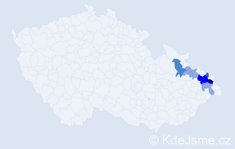 Příjmení: 'Šateková', počet výskytů 16 v celé ČR