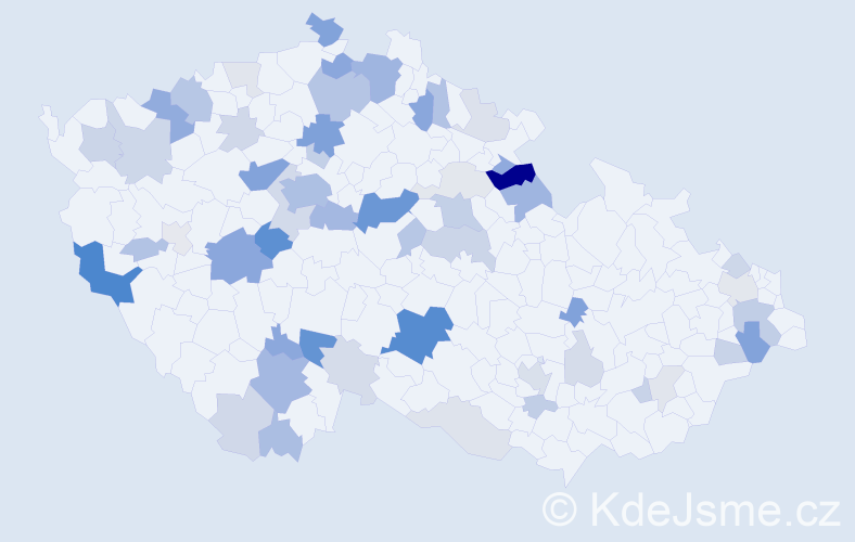 Příjmení: 'Skočdopole', počet výskytů 168 v celé ČR