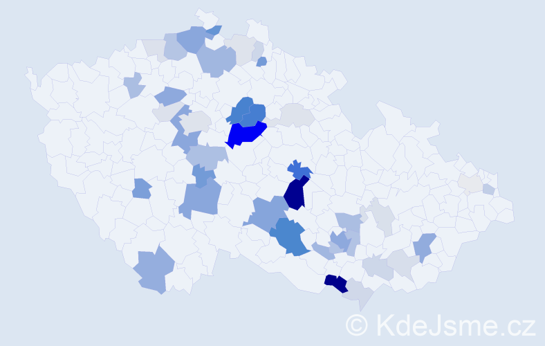 Příjmení: 'Škarvada', počet výskytů 127 v celé ČR