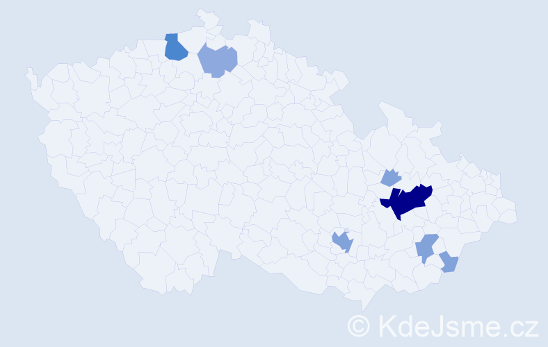 Příjmení: 'Čundrle', počet výskytů 21 v celé ČR