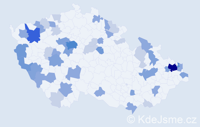 Příjmení: 'Rišková', počet výskytů 119 v celé ČR