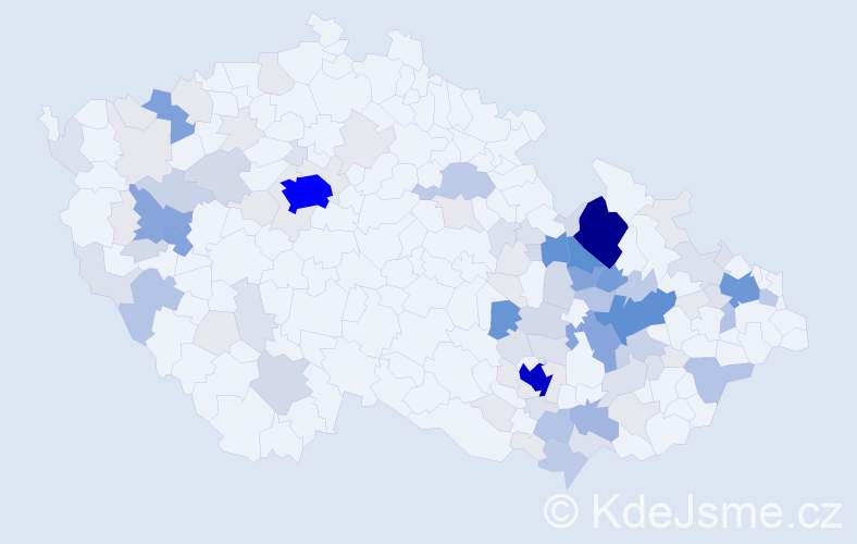 Příjmení: 'Kobza', počet výskytů 440 v celé ČR