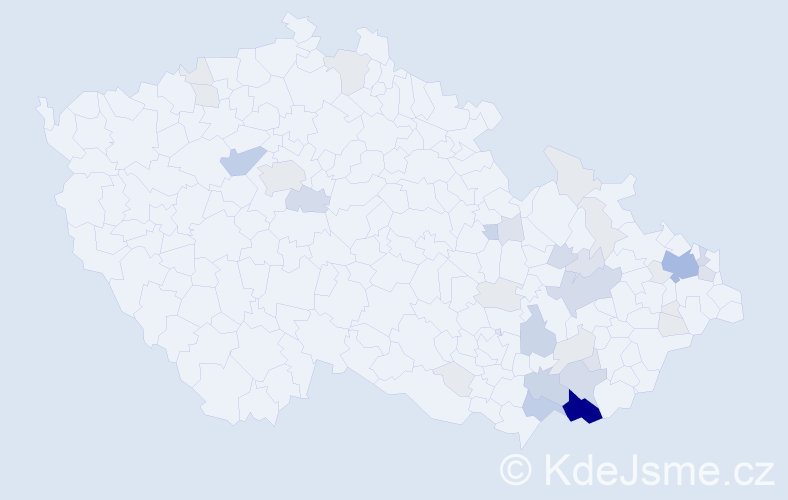 Příjmení: 'Všetula', počet výskytů 118 v celé ČR