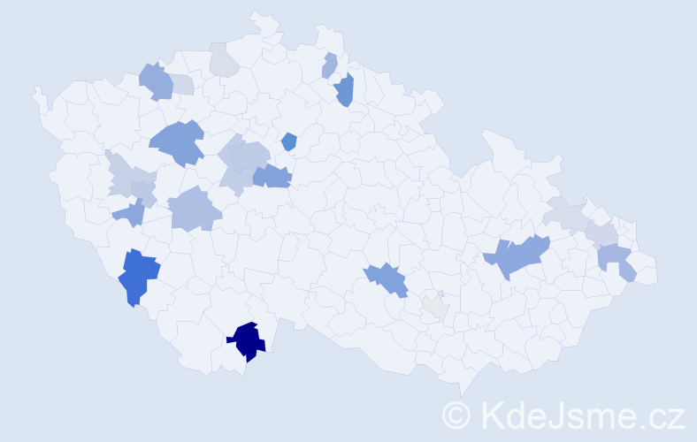 Příjmení: 'Todorovová', počet výskytů 63 v celé ČR