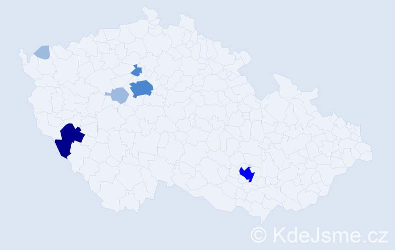 Příjmení: 'Pilman', počet výskytů 13 v celé ČR