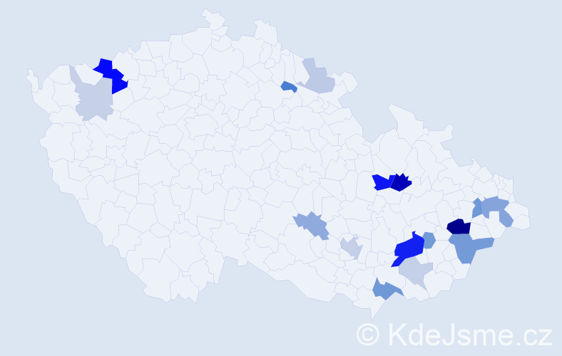 Příjmení: 'Bazalka', počet výskytů 43 v celé ČR