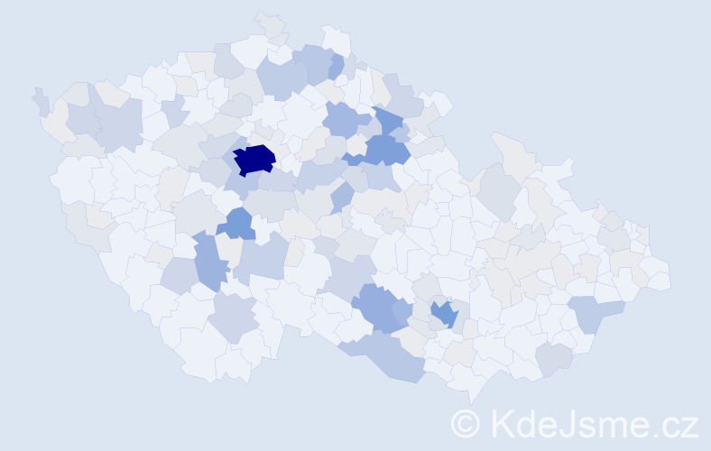 Příjmení: 'Všetečková', počet výskytů 455 v celé ČR