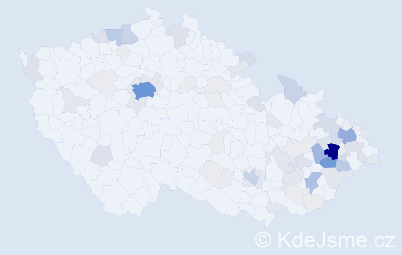 Příjmení: 'Hubová', počet výskytů 276 v celé ČR