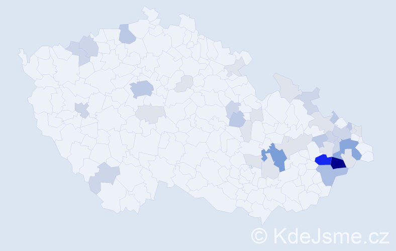 Příjmení: 'Frňková', počet výskytů 121 v celé ČR