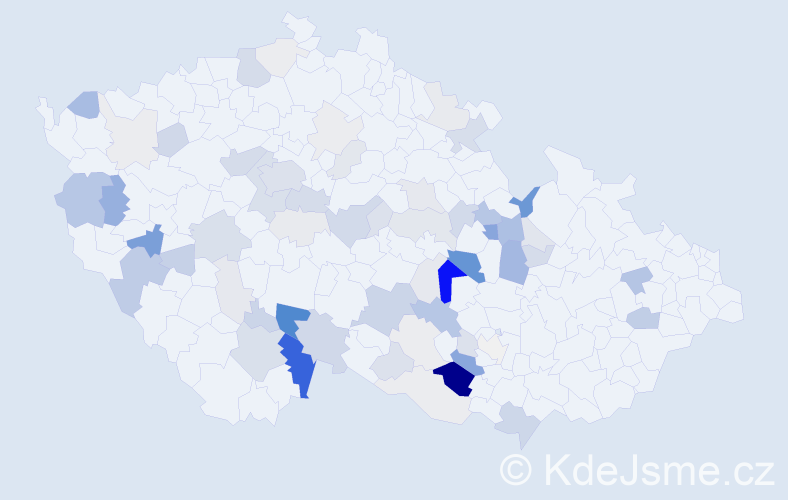 Příjmení: 'Kocandová', počet výskytů 215 v celé ČR