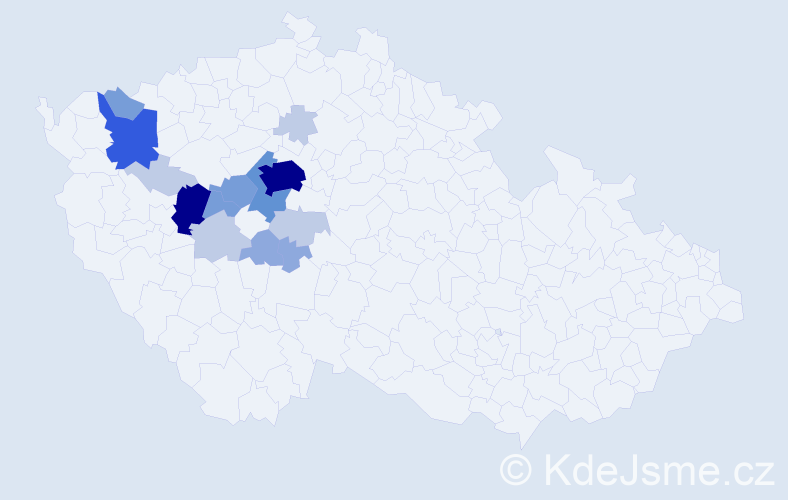 Příjmení: 'Tysl', počet výskytů 47 v celé ČR