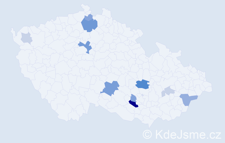 Příjmení: 'Kunková', počet výskytů 26 v celé ČR