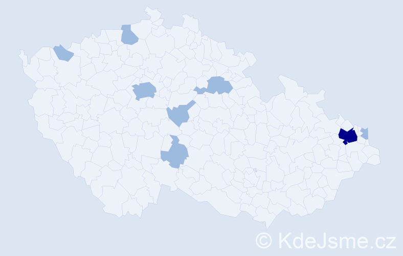 Příjmení: 'Márta', počet výskytů 11 v celé ČR