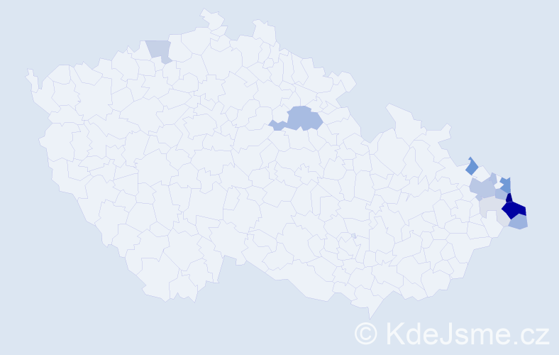 Příjmení: 'Kuczerová', počet výskytů 47 v celé ČR